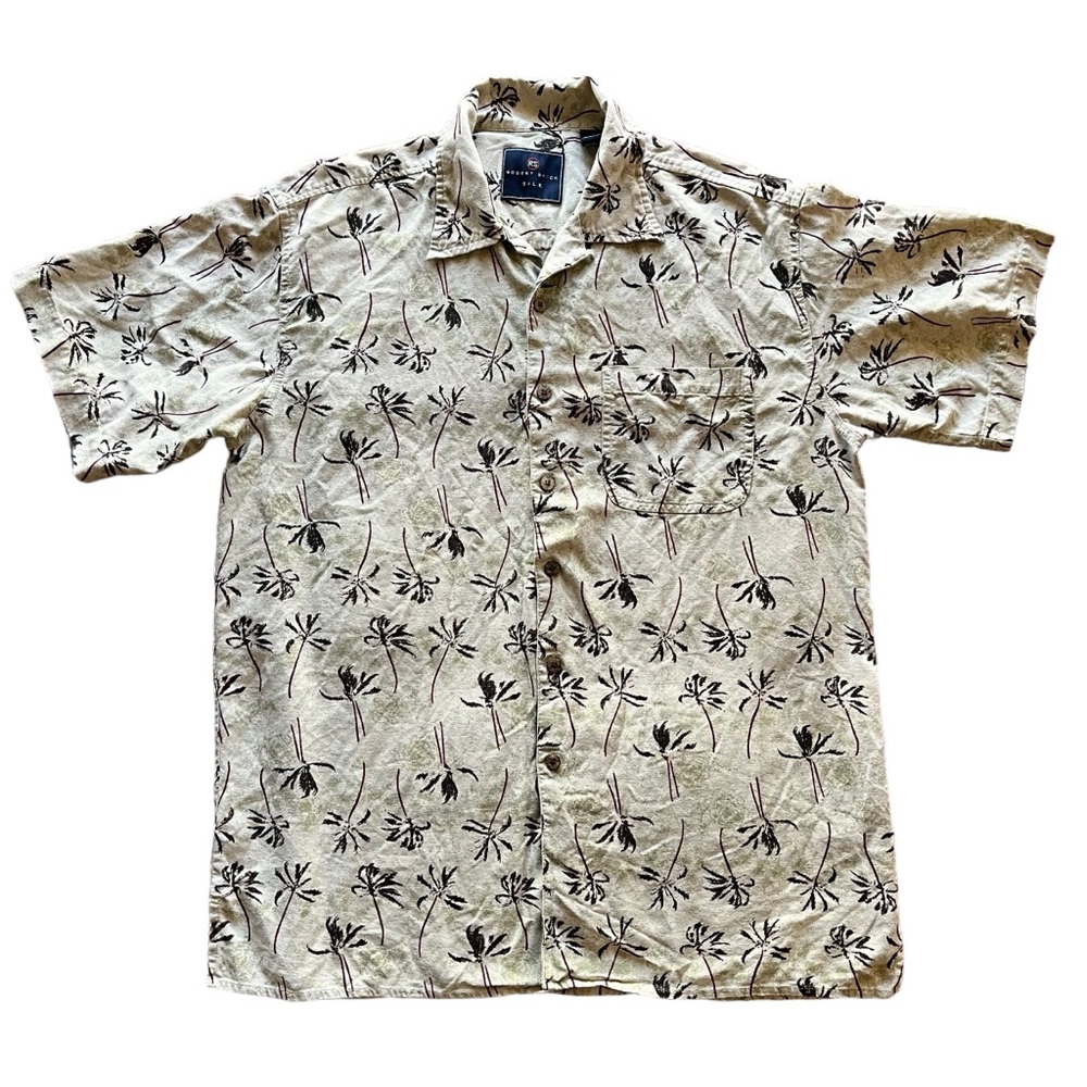 ❣️SALE❣️ RS Robert Stock 100% Silk Hawaiian Beach Cruise Shirt Palm Tree